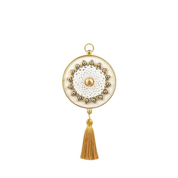 Emayra Tekli Nazar Boncuklu Duvar Süsü Krem Altın | Geleneksel Desenli