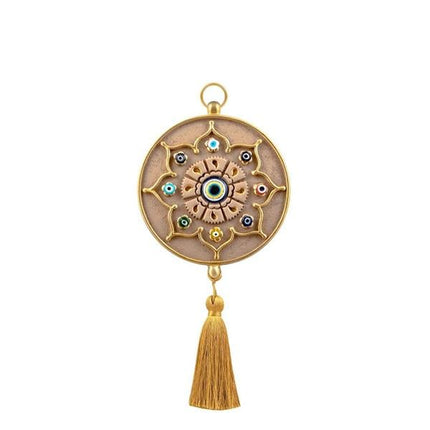 Emayra Tekli Nazar Boncuklu Duvar Süsü Kapuçino | Yıldız Motifli