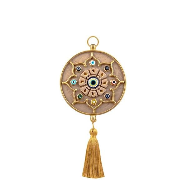 Emayra Tekli Nazar Boncuklu Duvar Süsü Kapuçino | Yıldız Motifli