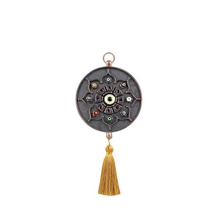 Emayra Tekli Nazar Boncuklu Duvar Süsü Füme Bakır | Yıldız Motifli