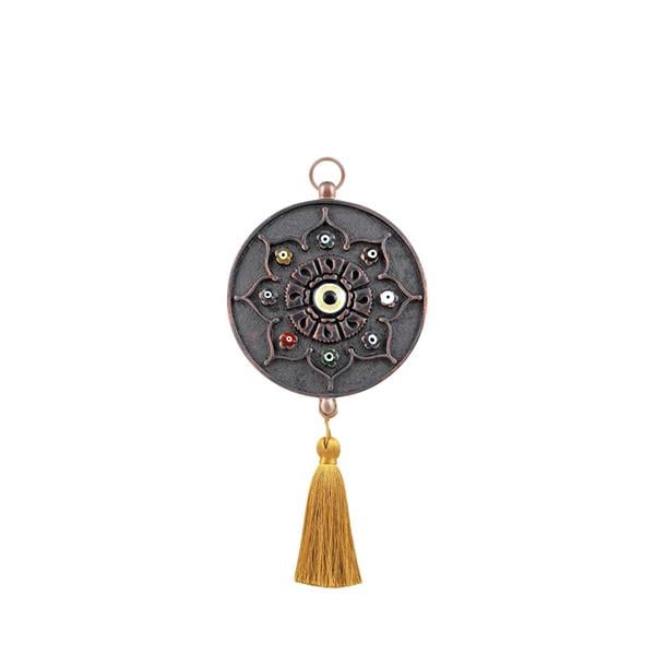 Emayra Tekli Nazar Boncuklu Duvar Süsü Füme Bakır | Yıldız Motifli