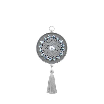 Emayra Tekli Nazar Boncuklu Duvar Süsü Gümüş | Geleneksel Desenli