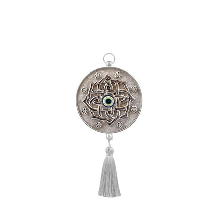 Emayra Tekli Nazar Boncuklu Duvar Süsü Gümüş | Mandala Desenli