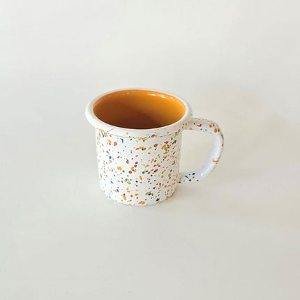 Enamel Sprinkled Pattern Small Mug with Yellow Interior