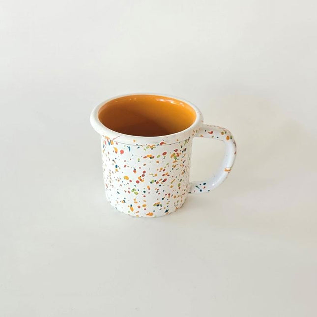 Enamel Sprinkled Pattern Small Mug with Yellow Interior
