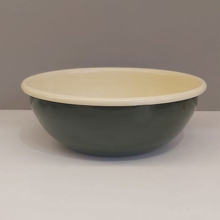 Enamel 16 cm Bowl Army Green Cream