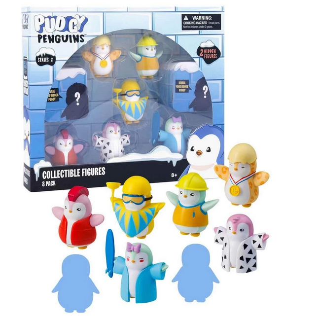 Pudgy Penguins 8-Piece Figure Set S2 Penguin Holding Flag Set