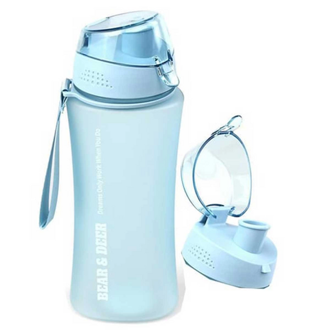 Bear&Dear Frosted Black Automatic Lid Water Bottle 660 ml 0025