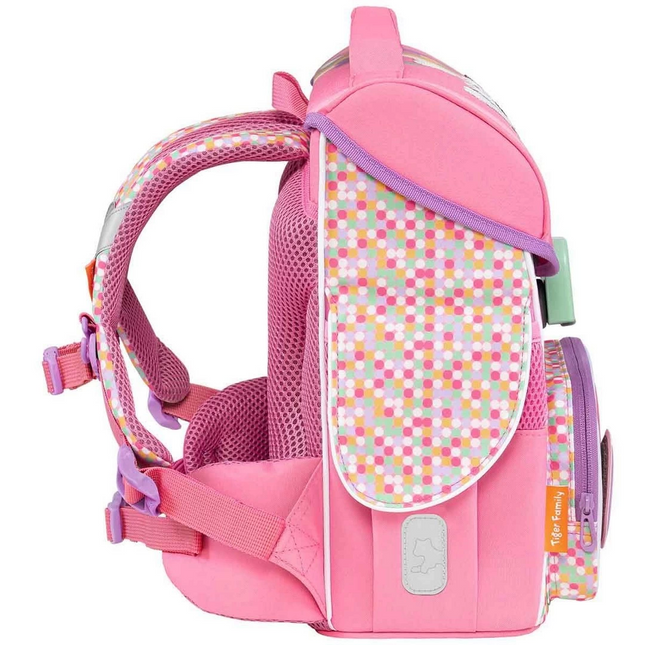 Pink School Bag with Heart Pattern