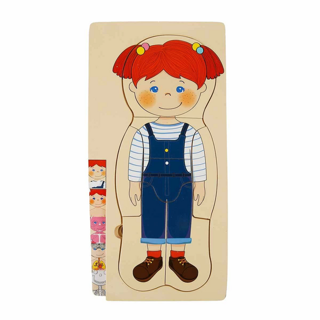 Woody Play Learn Layered Human Body Wooden Puzzle 4 x 7 Pieces