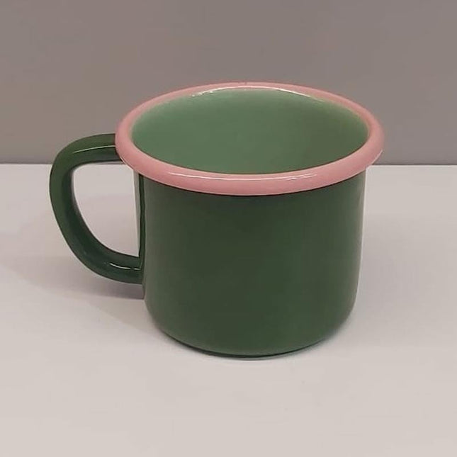 Emayra Enamel Mug 350 ml Green Cord Pink