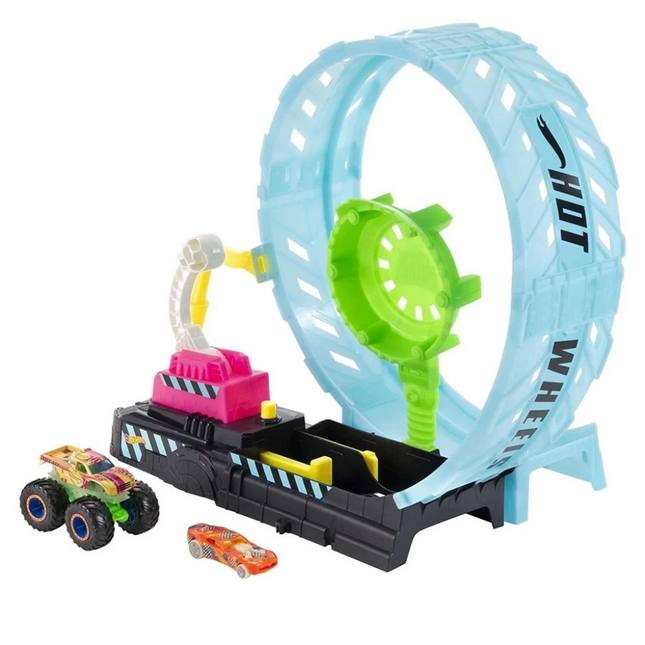 Hot Wheels Monster Trucks Glow-in-the-Dark Racing Set HBN02