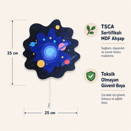 Galaksi Macerası Bebek ve Çocuk Odası LED Duvar Lambası