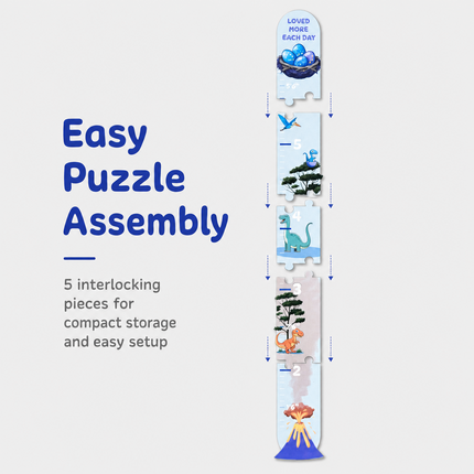 Dinosaur Wooden Growth Chart for Kids – Puzzle-Style Height Measuring Ruler