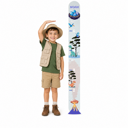 Personalized Dinosaur Growth Chart for Kids – Wooden Height Measurement Ruler