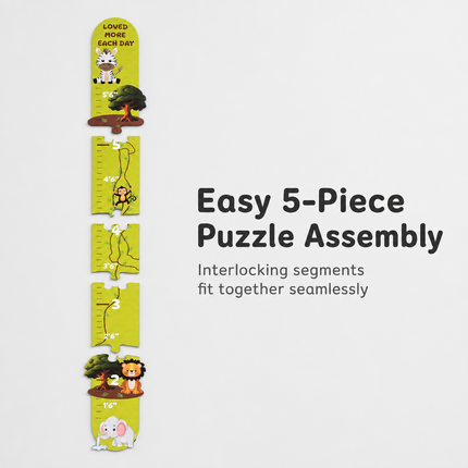 Jungle Friends Wooden Growth Chart for Kids – 5-Piece Height Measuring Ruler