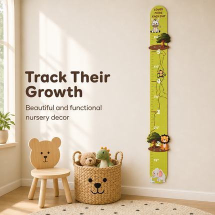Jungle Friends Wooden Growth Chart for Kids – 5-Piece Height Measuring Ruler