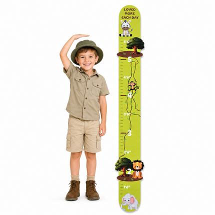 Jungle Friends Wooden Growth Chart for Kids – 5-Piece Height Measuring Ruler