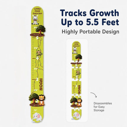 Personalized Jungle Friends Growth Chart for Kids – Wooden Height Measuring Ruler