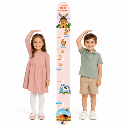 Little Farm Wooden Growth Chart for Kids – 5-Piece Height Measuring Ruler