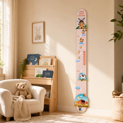 Personalized Little Farm Growth Chart for Kids – Wooden Height Measuring Ruler