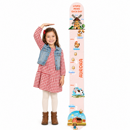 Personalized Little Farm Growth Chart for Kids – Wooden Height Measuring Ruler