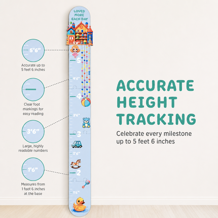 Toy House Wooden Growth Chart for Kids – 5-Piece Height Measuring Ruler