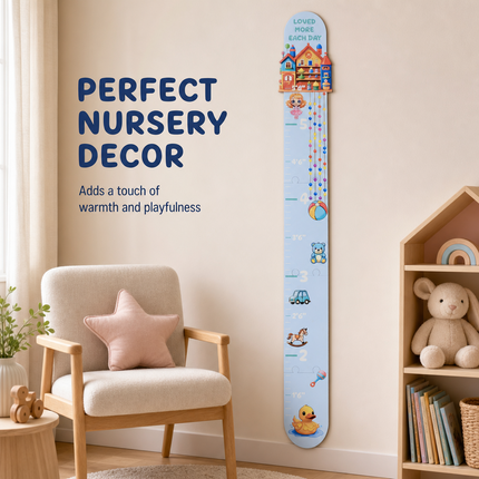 Toy House Wooden Growth Chart for Kids – 5-Piece Height Measuring Ruler