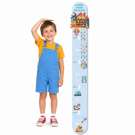 Toy House Wooden Growth Chart for Kids – 5-Piece Height Measuring Ruler