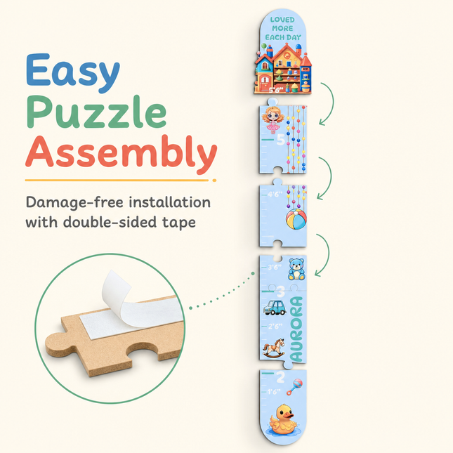 Personalized Toy House Growth Chart for Kids – Wooden Height Measuring Ruler