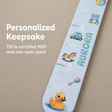 Personalized Toy House Growth Chart for Kids – Wooden Height Measuring Ruler