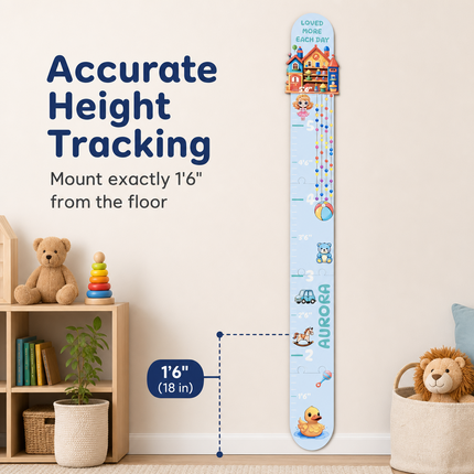 Personalized Toy House Growth Chart for Kids – Wooden Height Measuring Ruler