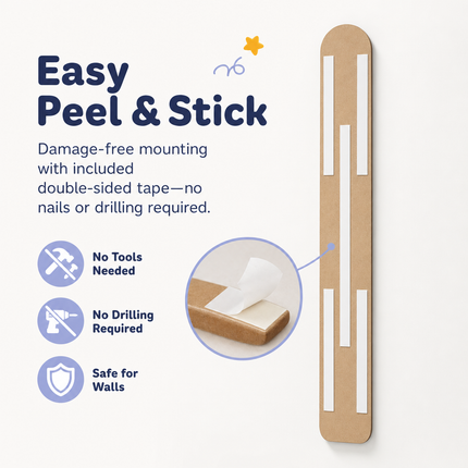 Winter-Themed Wooden Growth Chart for Kids – Puzzle-Style Height Measuring Ruler