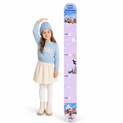 Winter-Themed Wooden Growth Chart for Kids – Puzzle-Style Height Measuring Ruler