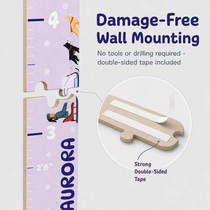 Personalized Winter Growth Chart for Kids – Wooden Height Measuring Ruler