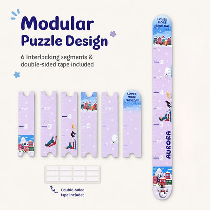 Personalized Winter Growth Chart for Kids – Wooden Height Measuring Ruler