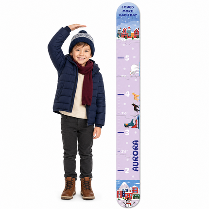 Personalized Winter Growth Chart for Kids – Wooden Height Measuring Ruler
