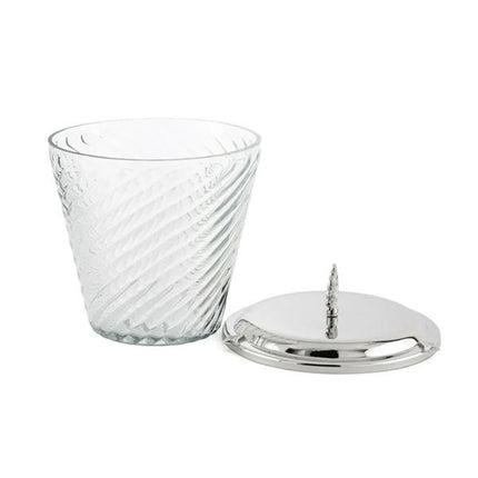 Gümüş Kapaklı Burgulu Cam Kavanoz 17X20 Cm - Dekoratif Metal Kulplu