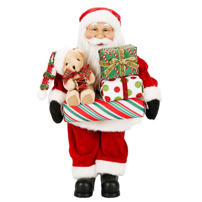 Hediye Paketi Taşıyan Noel Baba Dekoratif Biblo 45 cm