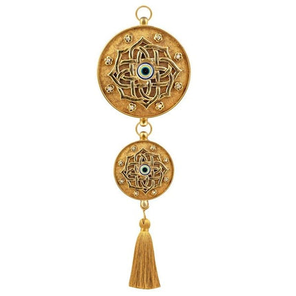 Emayra İkili Nazar Boncuklu Duvar Süsü Altın | Mandala Desenli