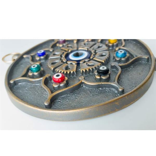 Emayra İkili Nazar Boncuklu Duvar Süsü Kahve | Yıldız Motifli