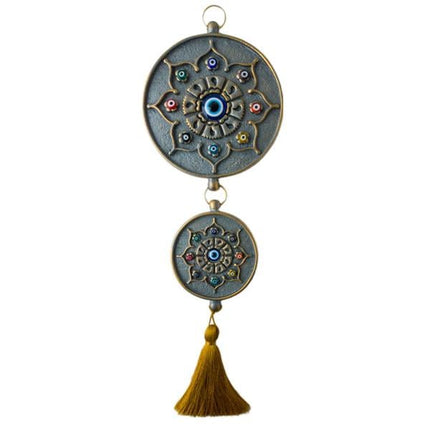 Emayra İkili Nazar Boncuklu Duvar Süsü Kahve | Yıldız Motifli