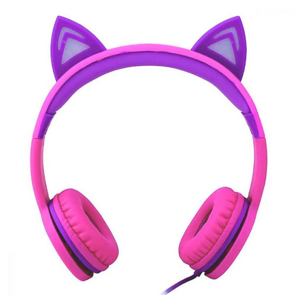 Işıklı Kedi Kulaklı Kablolu Kulak Üstü Kulaklık