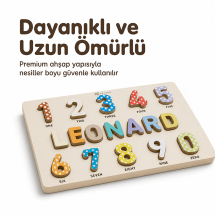 Kişiye Özel İsimli Ahşap Sayılar Puzzle – Eğitici Rakam Yapbozu