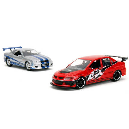Jada Hızlı & Öfkeli 2'li Paket, 2006 Mitsubishi Lancer Evo IX & Brian's 2002 Nissan Skyline GTR R34 Model Arabaları