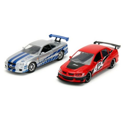 Jada Hızlı & Öfkeli 2'li Paket, 2006 Mitsubishi Lancer Evo IX & Brian's 2002 Nissan Skyline GTR R34 Model Arabaları