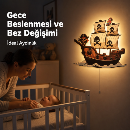 Korsan Gemisi Bebek ve Çocuk Odası LED Duvar Lambası