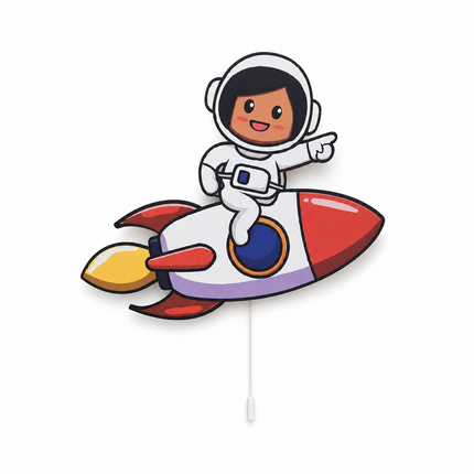 Küçük Astronot Roket Bebek ve Çocuk Odası LED Duvar Lambası