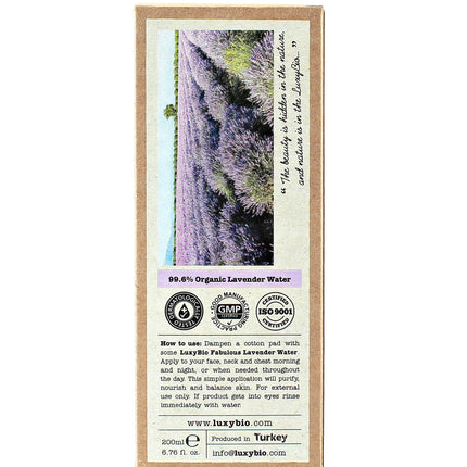 Luxy Bio Natural, Pure Lavender Water Purifying Balancing All Skin Types 6.76 oz / 200 ml