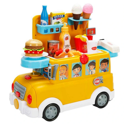 Little Chef 2in1 Sesli ve Işıklı Okul Otobüsü Dükkanı Oyun Seti 34 Parça